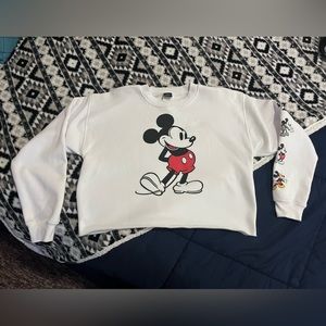 Mickey Mouse Cropped Crew Neck Sweatshirt